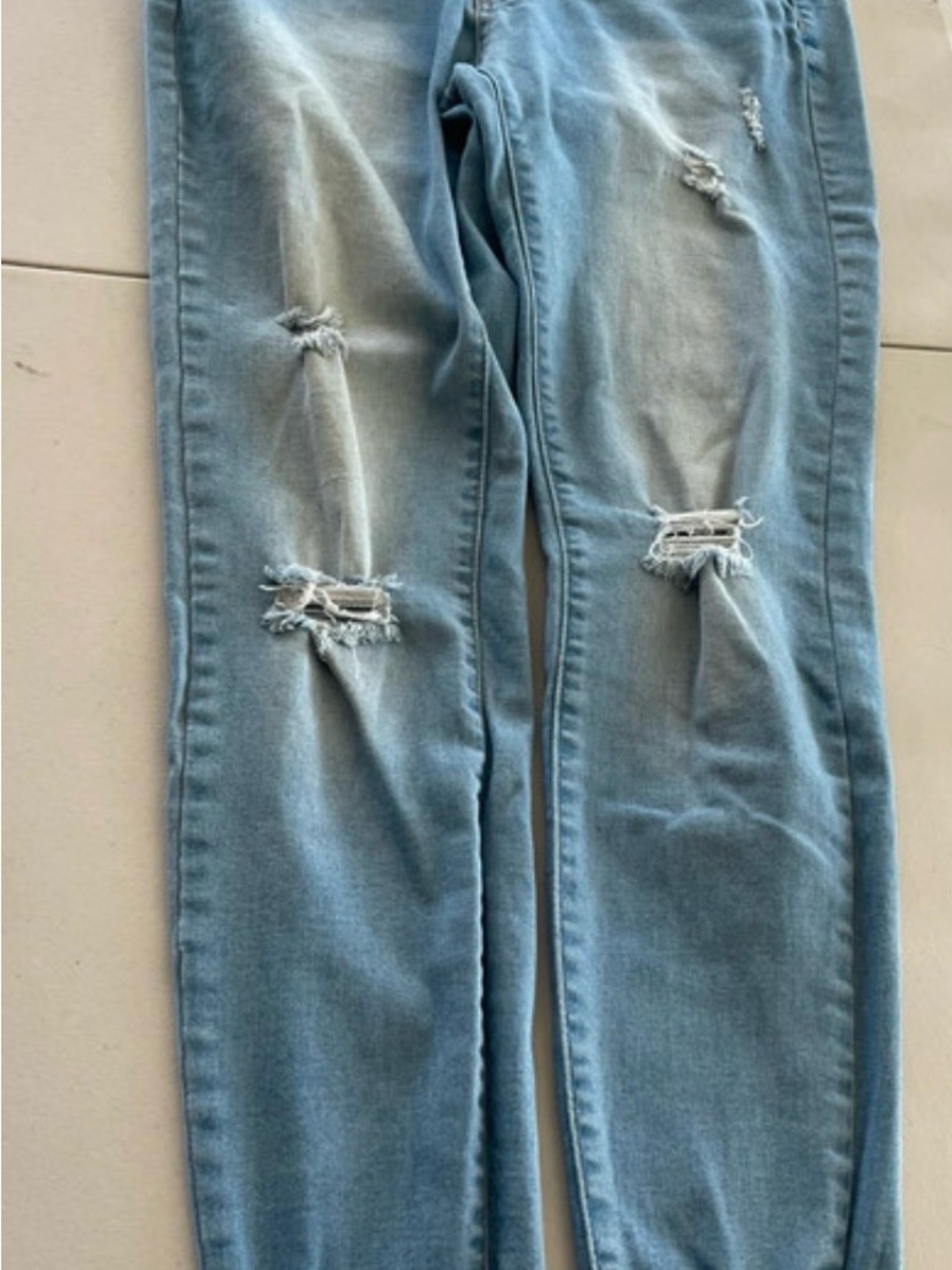 Wax Jean Light Blue Distressed Skinny Jeans
